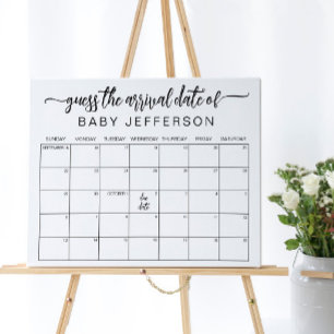 Minimalistischer Baby Shower Schätztermin-Kalender Poster