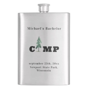 Minimalistischer Bachelor Camp Pine Tree Modernes  Flachmann