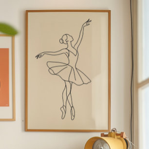 Minimalistischer Ballerina-Linienkunst-Druck Poster