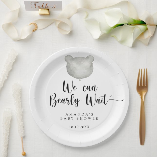 Minimalistischer Ballon mit Babydusche Pappteller (Hochzeit)