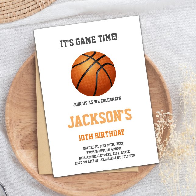 Minimalistischer Basketball Einladung zum Geburtst (Basketball Ball White Invitations)