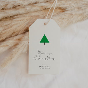 Minimalistischer Baum Frohe Weihnachten Geschenkanhänger