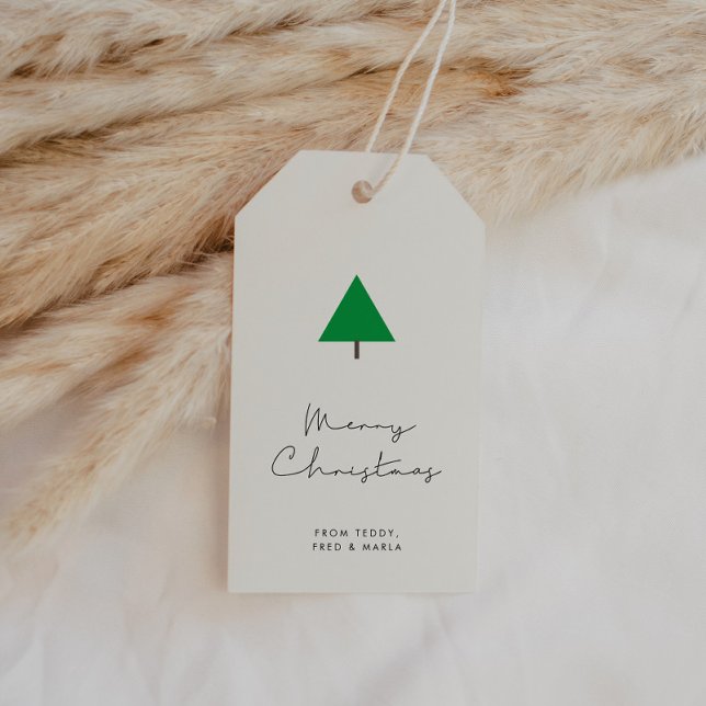 Minimalistischer Baum Frohe Weihnachten Geschenkanhänger (Von Creator hochgeladen)