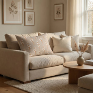 Minimalistischer Baumwollzweig Botanischer Kissen