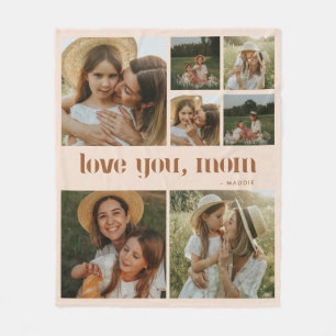 Minimalistischer Beige-FotoCollage 'Liebe du Mama' Fleecedecke