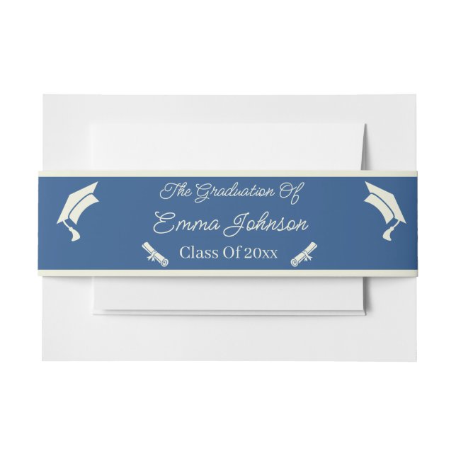 Minimalistischer Beige und blauer Abschluss Person Einladungsbanderole (Vorderseite Beispiel)