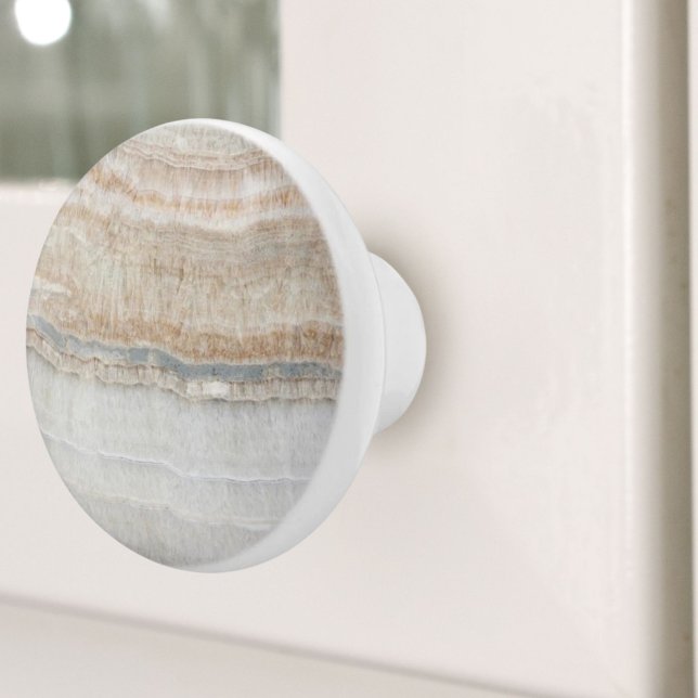 Minimalistischer, beige-weißer Marmor mit modernem Keramikknauf (minimalist modern chic beige tan white grey marble ceramic knob)