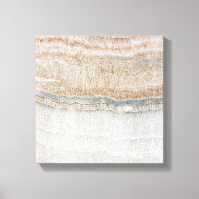 Minimalistischer, beige-weißer Marmor mit modernem Leinwanddruck (Vorderseite)