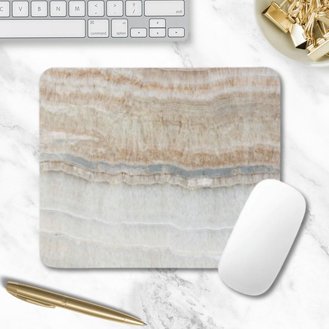 Minimalistischer, beige-weißer Marmor mit modernem Mousepad (minimalist modern chic beige tan white grey marble mouse pad)