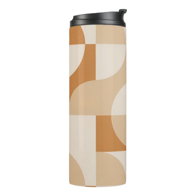 Minimalistischer beiger geometrischer Thermobecher Thermosbecher (Nach links gedreht)