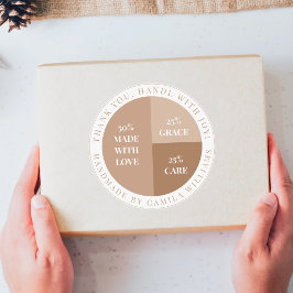 Minimalistischer Beiger & Weißer Danke-Aufkleber Runder Aufkleber