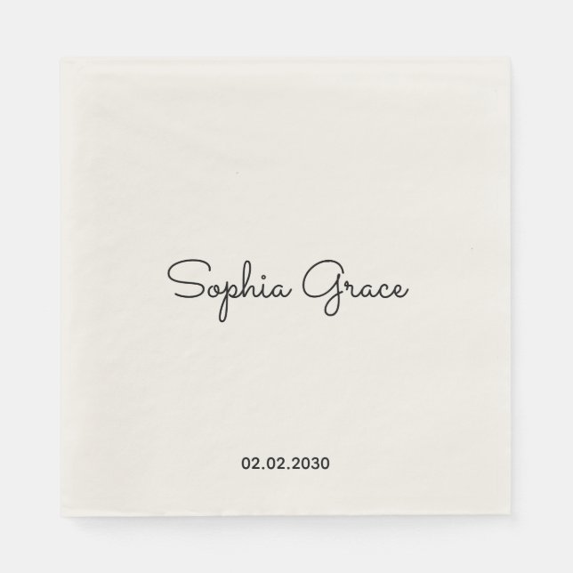 Minimalistischer benutzerdefinierter Name Personal Serviette (Vorderseite)