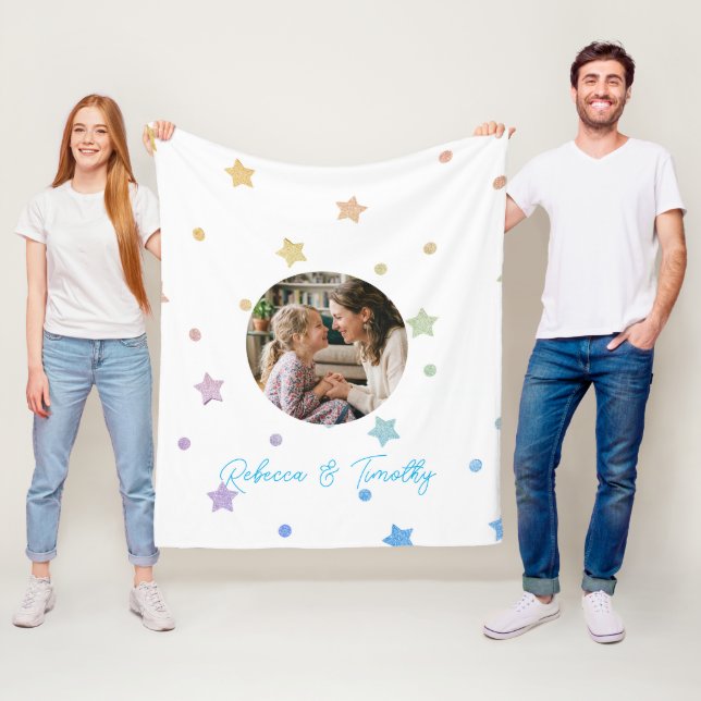 Minimalistischer benutzerdefinierter Text & Foto Fleecedecke (Beispiel)