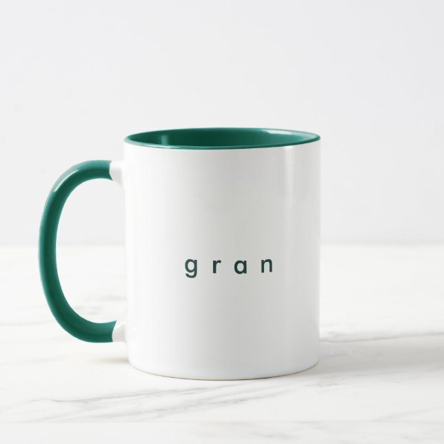 Minimalistischer, benutzerdefinierter Text Grau Tasse (Links)