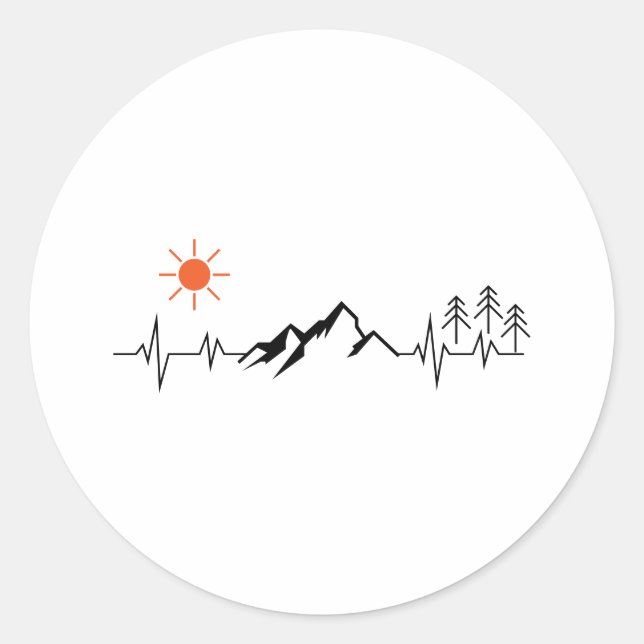 minimalistischer Berg Runder Aufkleber (Vorderseite)