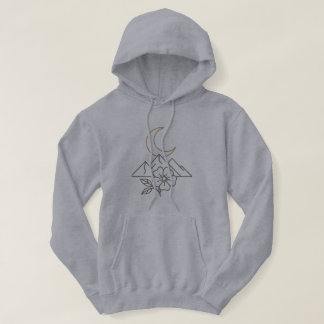 Minimalistischer Berg- und Mond-Linienkunst-Hoodie Hoodie