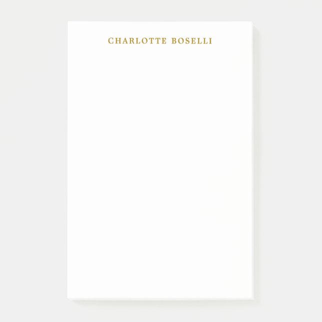 Minimalistischer Beruflicher Goldfarbname Post-it Klebezettel (Vorderseite)