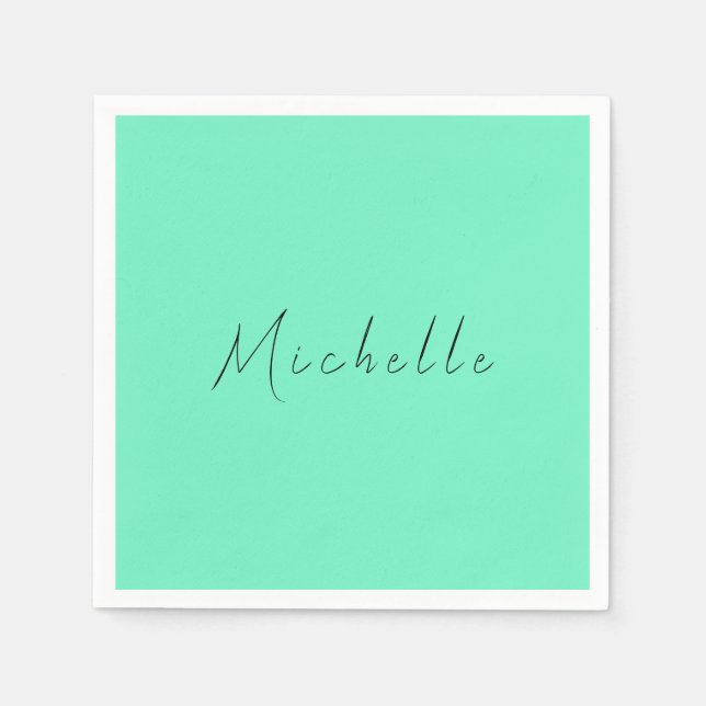 Minimalistischer Beruflicher Name Handschriftlich Serviette (Vorderseite)