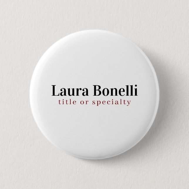 Minimalistischer Beruflicher Schlichter Name Button (Vorderseite)