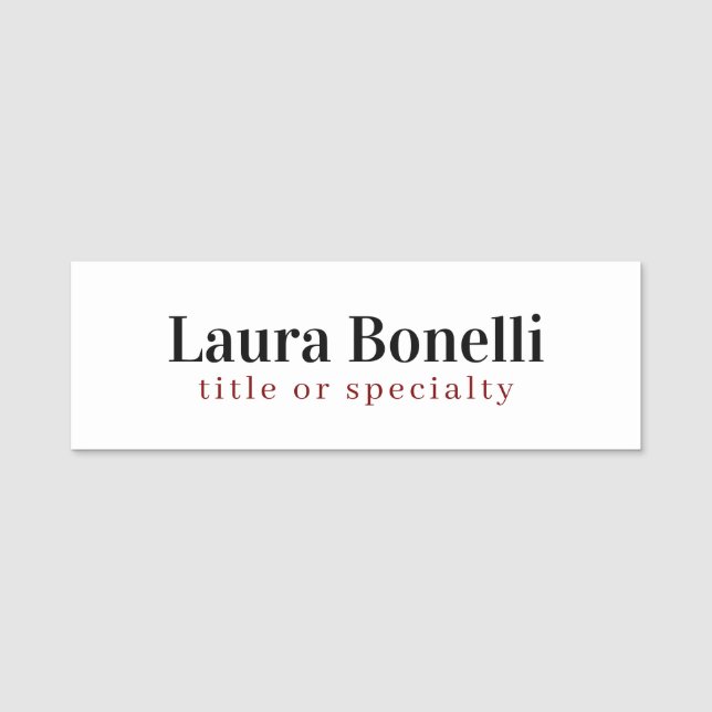 Minimalistischer Beruflicher Schlichter Name Namensschild (Vorderseite)
