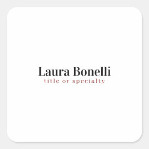 Minimalistischer Beruflicher Schlichter Name Quadratischer Aufkleber