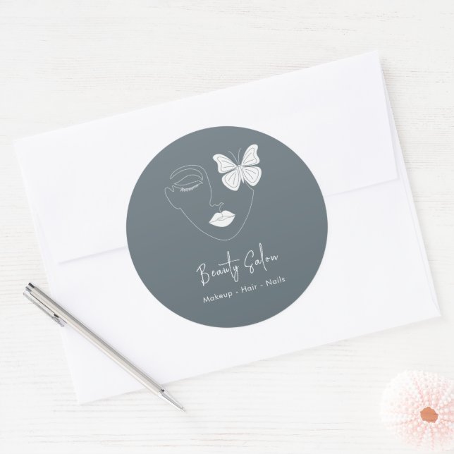 Minimalistischer Beruflicher Schönheitssalon Trend Runder Aufkleber (Umschlag)