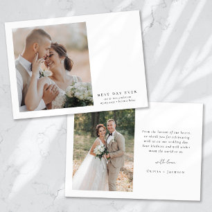Minimalistischer Best Day Ever Foto Hochzeit Dankeskarte