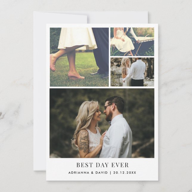Minimalistischer Best Day pro Paar Foto Hochzeit Dankeskarte (Vorderseite)