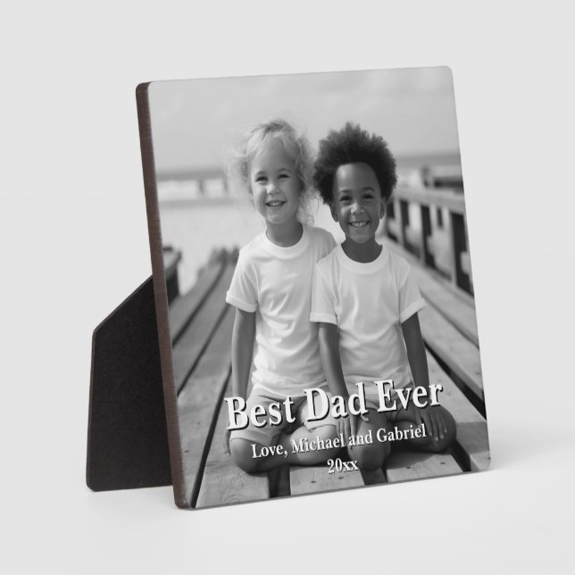 Minimalistischer bester Vater je personalisierte F Fotoplatte (Vorderseite)