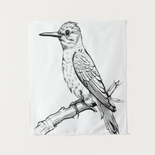 Minimalistischer Bird Illustration Line Art Wandteppich