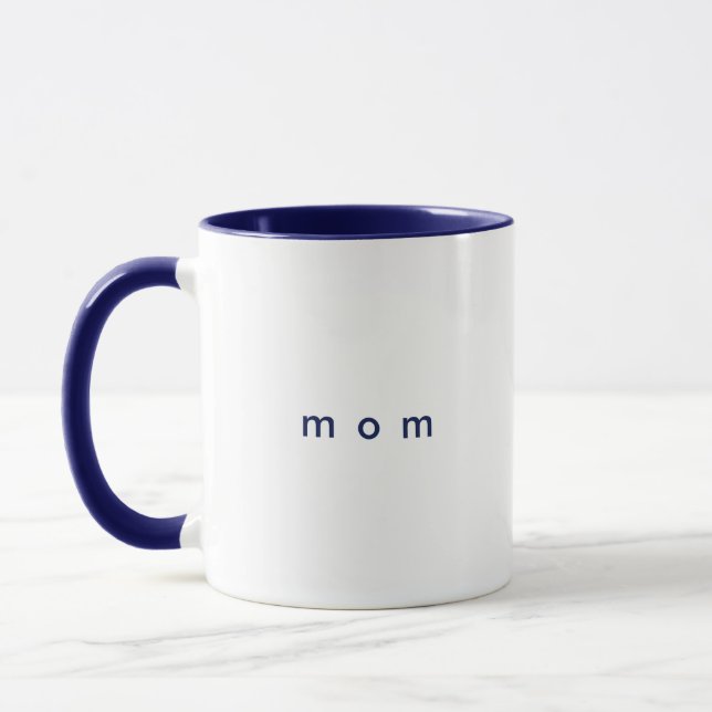 Minimalistischer blau-benutzerdefinierter Text MIM Tasse (Links)