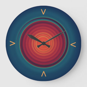 Minimalistischer Blau/Grün-Wanduhr mit rotem Zentr Große Wanduhr