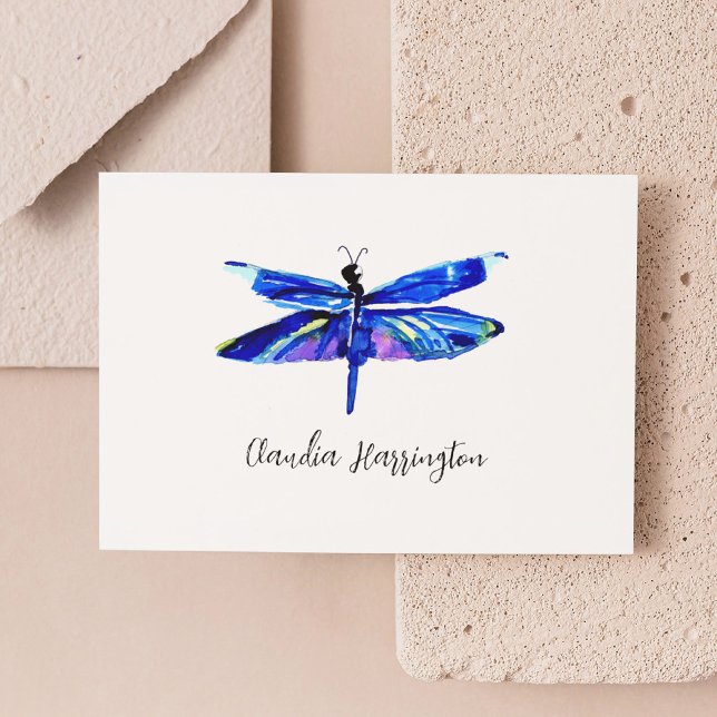 Minimalistischer Blaue Libelle Elegante Natur Insp (This unique blue dragonfly is a great way to say congrats, thank you, get well soon, or just hello!)