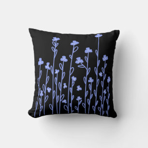 Minimalistischer, blauer Doodle Kissen