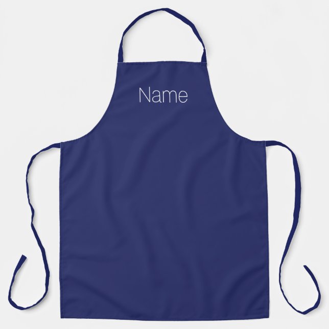 Minimalistischer blauer individuelle Name Monogram Schürze (Vorderseite)