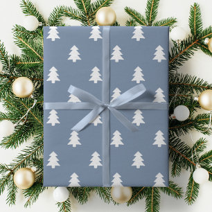 Minimalistischer blauer Jungen-Weihnachts-Kiefer-W Geschenkpapier