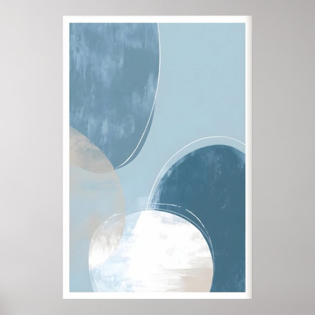 Minimalistischer blauer Kreis-Kunstprint - Weiche  Poster (Vorne)