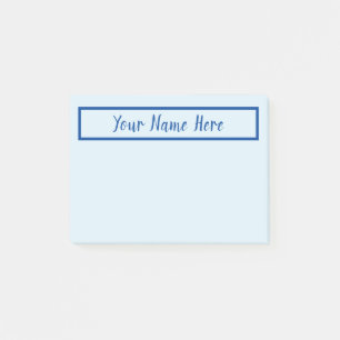Minimalistischer blauer Name Post-it Klebezettel