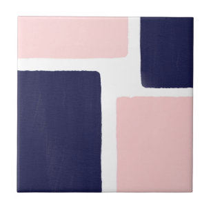 Minimalistischer Blauer Navy Blush-Farbblock Fliese