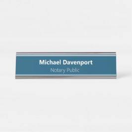 Minimalistischer Blauer Notar öffentlich Beruflich Schreibtischnamensplakette