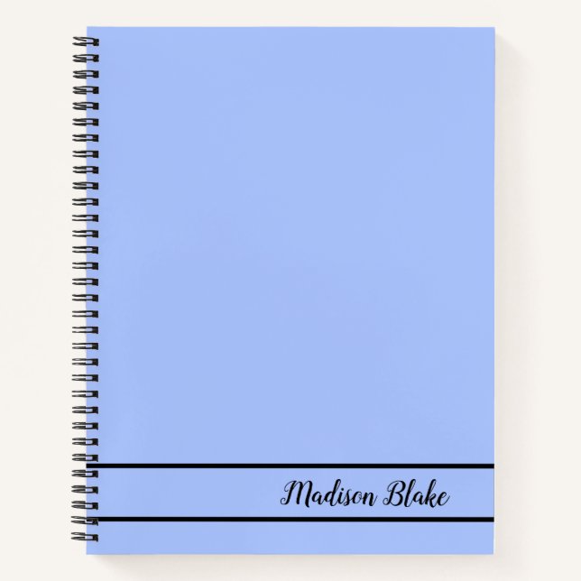 Minimalistischer blauer Pastel Schlichter benutzer Notizbuch (Vorderseite)