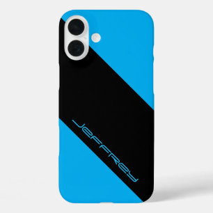 Minimalistischer Blauer/Schwarzer Streifen - Perso iPhone 16 Plus Hülle