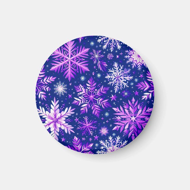 Minimalistischer blauer Snowflake-Magnet Magnet (Vorne)