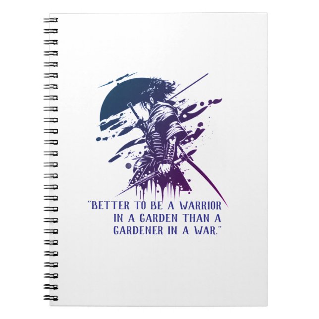 Minimalistischer blauer Tinte Samurai Krieger Spir Notizblock (Vorderseite)