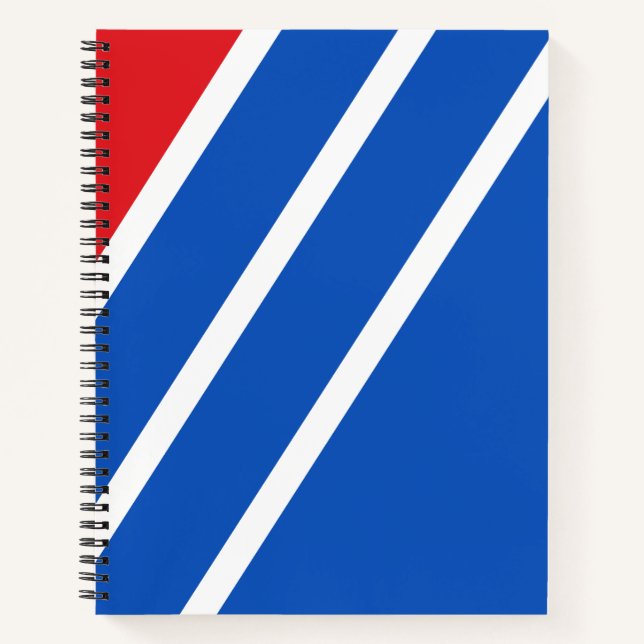 Minimalistischer blauer und roter geometrischer St Notizbuch (Vorderseite)