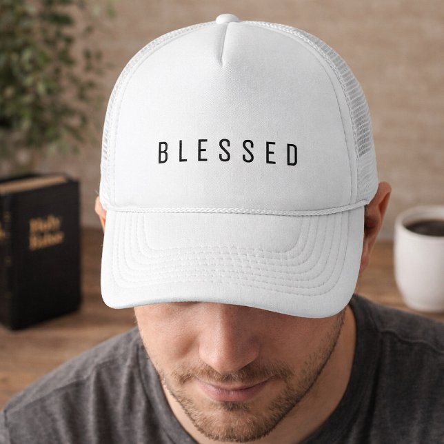 Minimalistischer BLESSEE-Text weiß Truckerkappe (Von Creator hochgeladen)