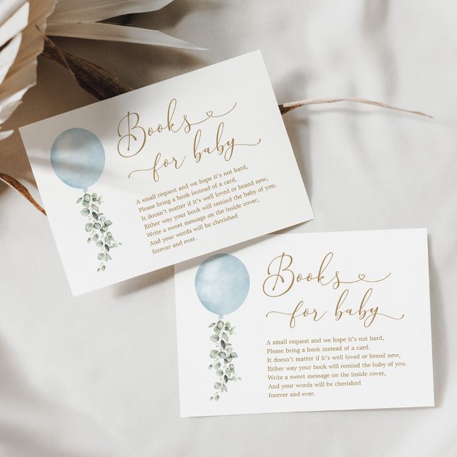 Minimalistischer Blue Balloon Eucalyptus Books for Begleitkarte (Von Creator hochgeladen)