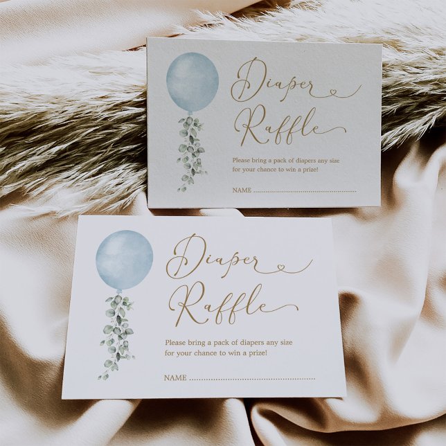 Minimalistischer Blue Balloon Eukalyptus Diaper Ra Begleitkarte (Von Creator hochgeladen)