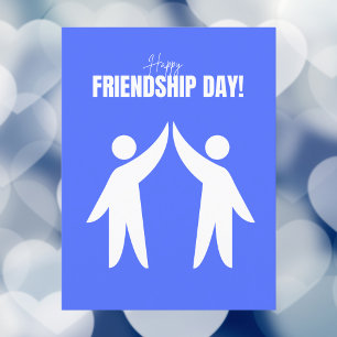 Minimalistischer Blue High-Five Happy Friendship D Postkarte