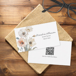 Minimalistischer Blumen-QR-Code Visitenkarte